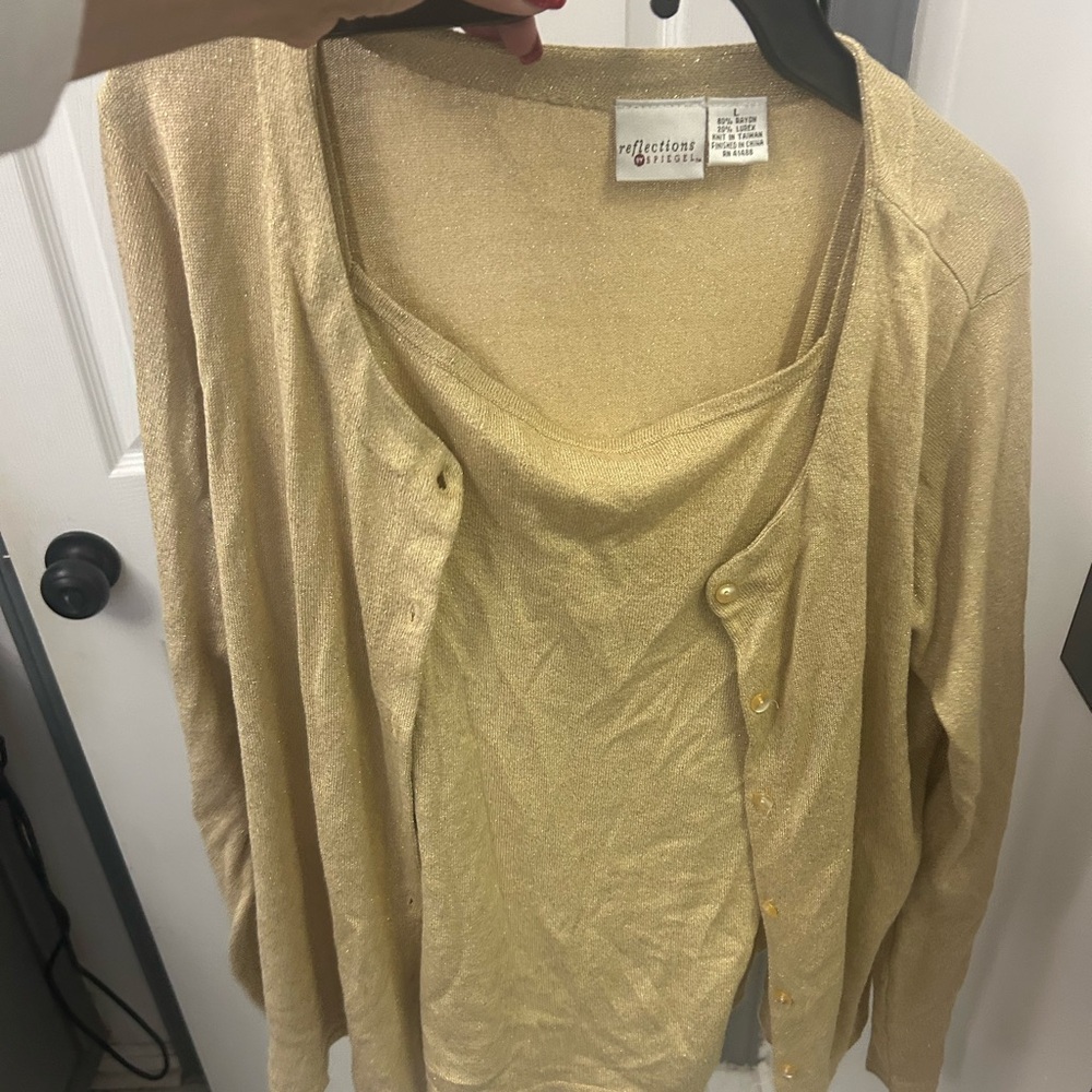 NWOT REFLECTIONS by SPEIGAL gold sweater set.